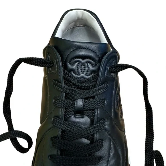 SOLD‼️Chanel Sneakers Black and White Leather 100% Authentic - Picture 9 of 16